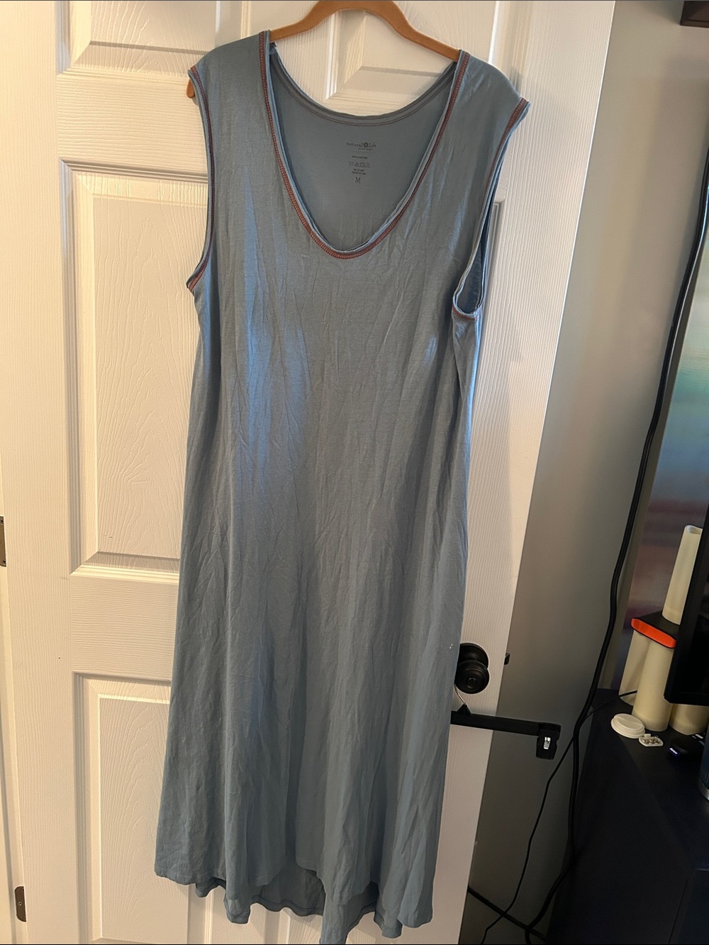 NATURAL LIFE Light Blue Sleeveless V-Neck Chemise with Contrast Trim